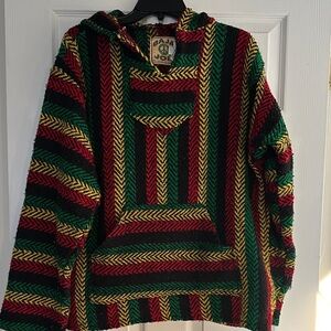 Baja Joe Striped Men's Hoodie Sweater - Red, Green, Yellow